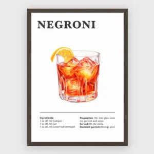 Drinks – Negroni – akustikbillede med print, mørk ramme